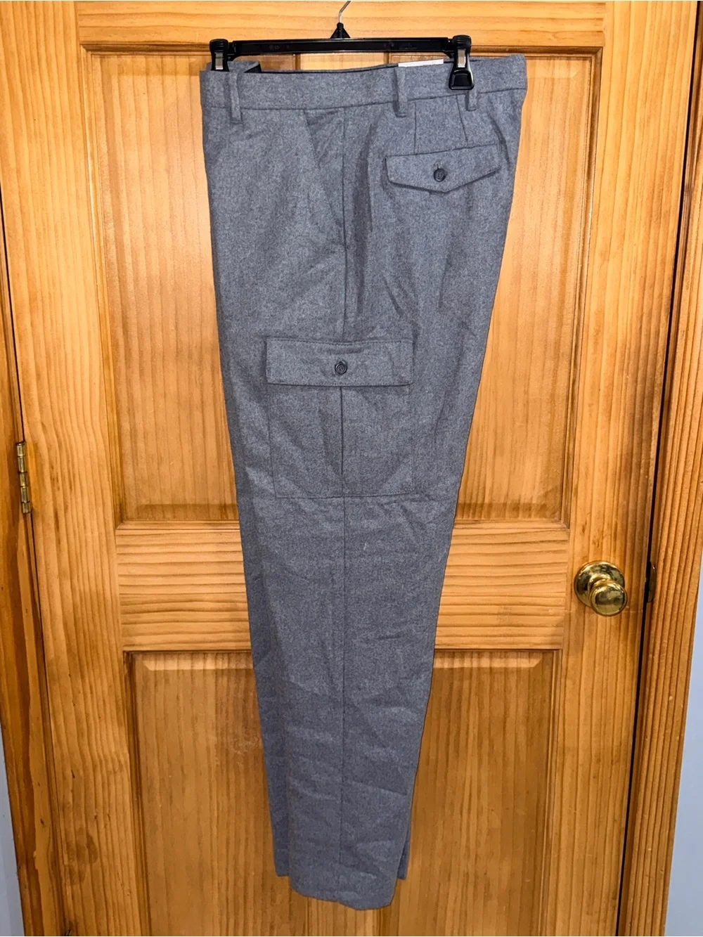 NWT Claiborne Men's Charcoal Heather Wool Blend Cargo Dress Pants-34”x32”